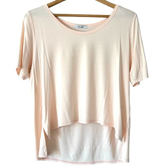TEENBELL Light Peach Asymmetrical Scoop Neck Top Sz M - Picture 1 of 5